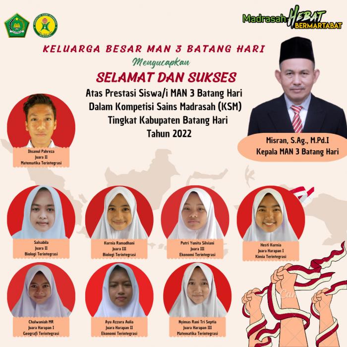 'Raih Juara KSM Kabupaten, 4 Siswa MAN 3 Siap Melangkah ke KSM Provinsi'