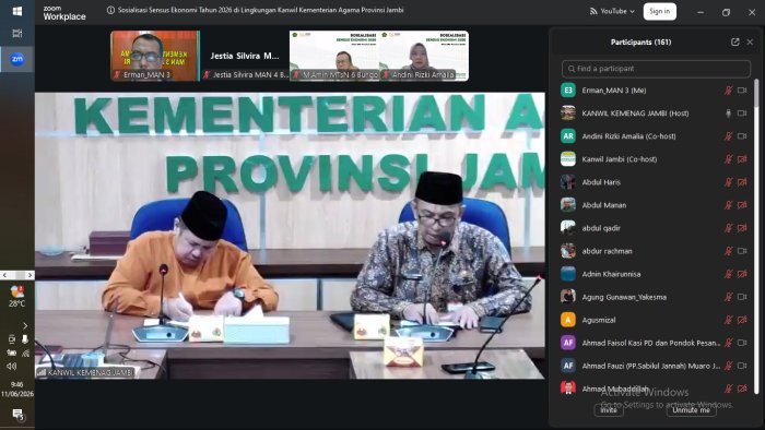 Kepala MAN 3 Batang Hari Ikuti Sosialisasi Sensus Ekonomi 2026 Secara Daring